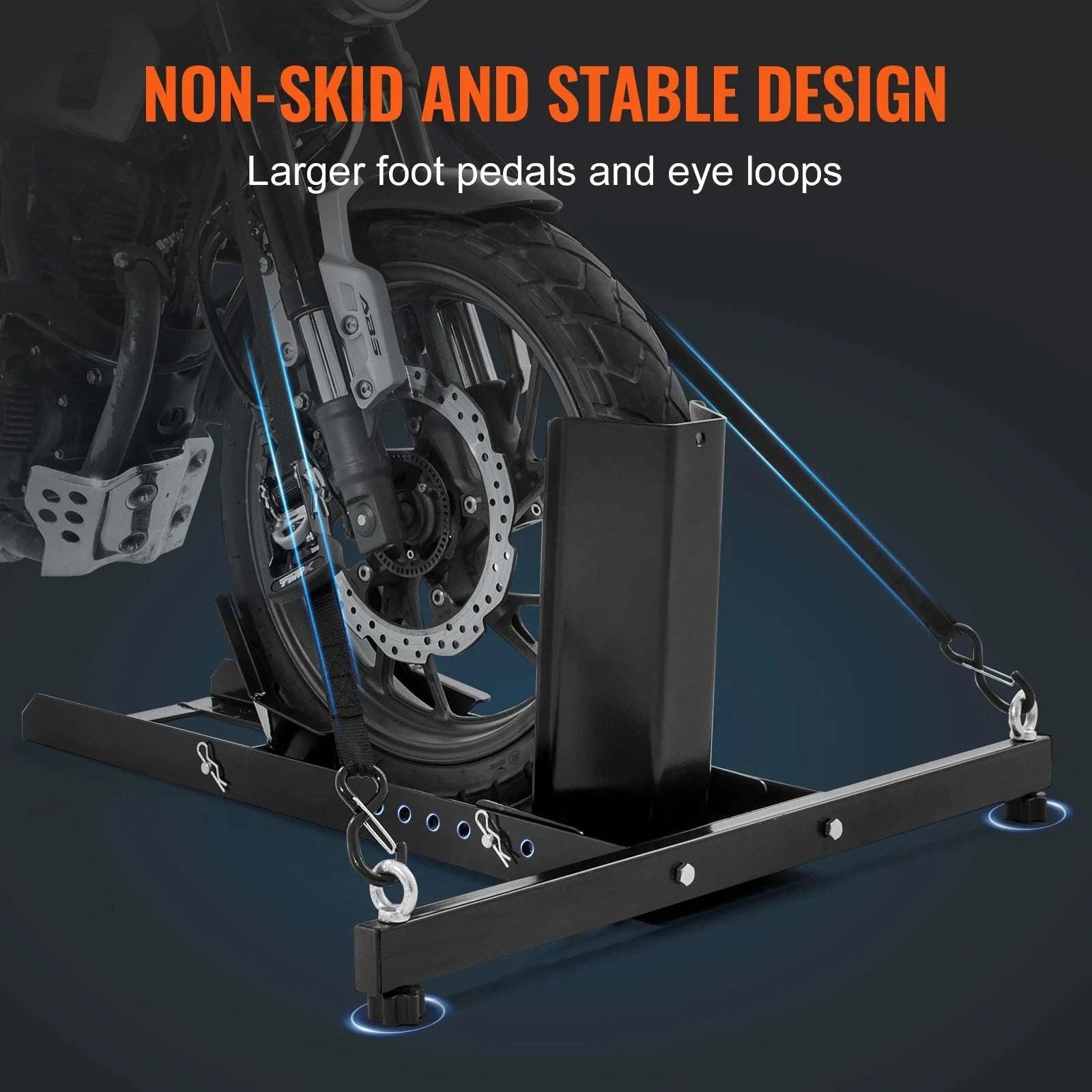 Heavy-Duty Motorcycle Wheel Chock Stand 1800lbs Adjustable Fit-3 Adjustable Holes / United States