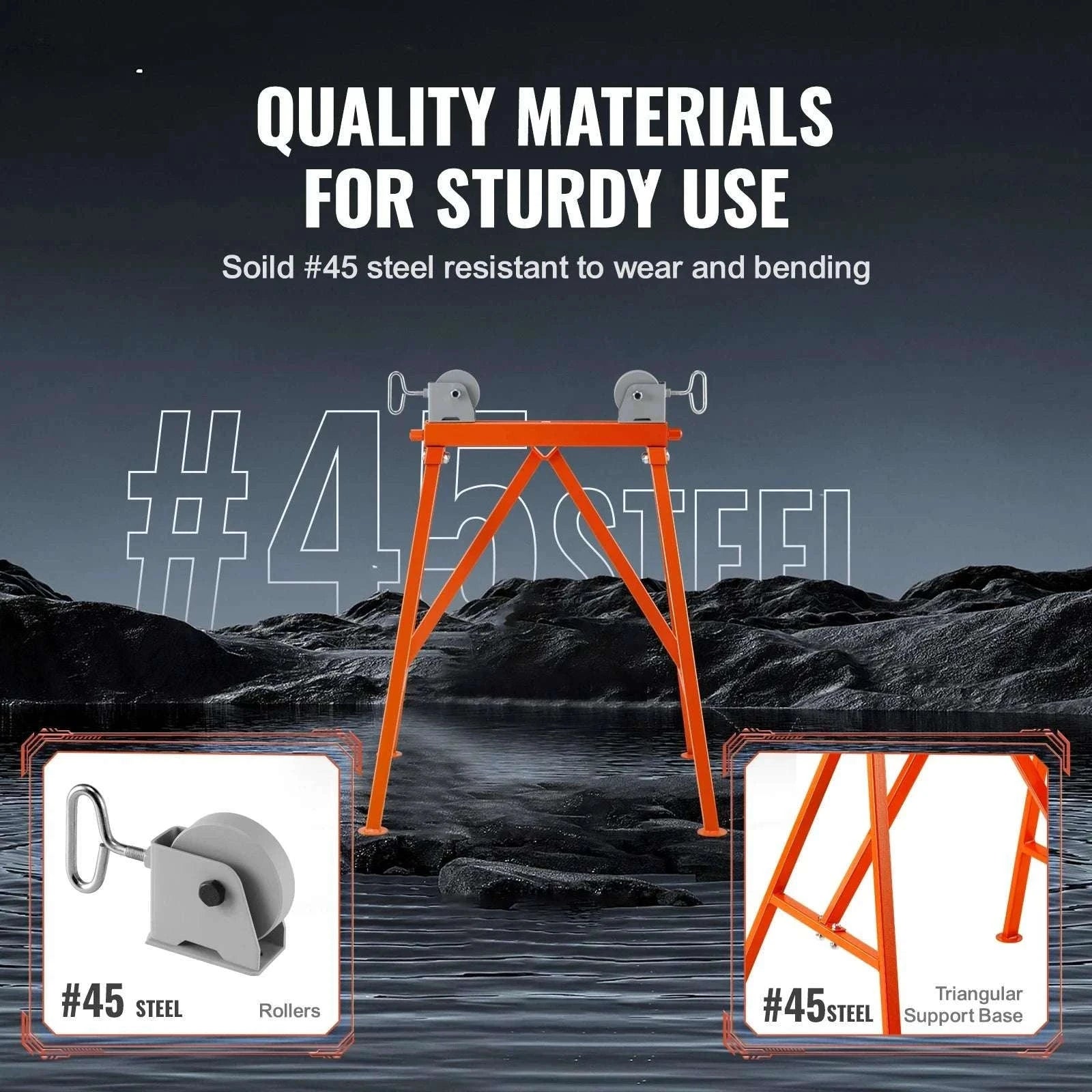 Heavy Duty Pipe Stand with Roller Head 2500 lb Capacity Adjustable 2–36 in-Pipe Stand / GERMANY