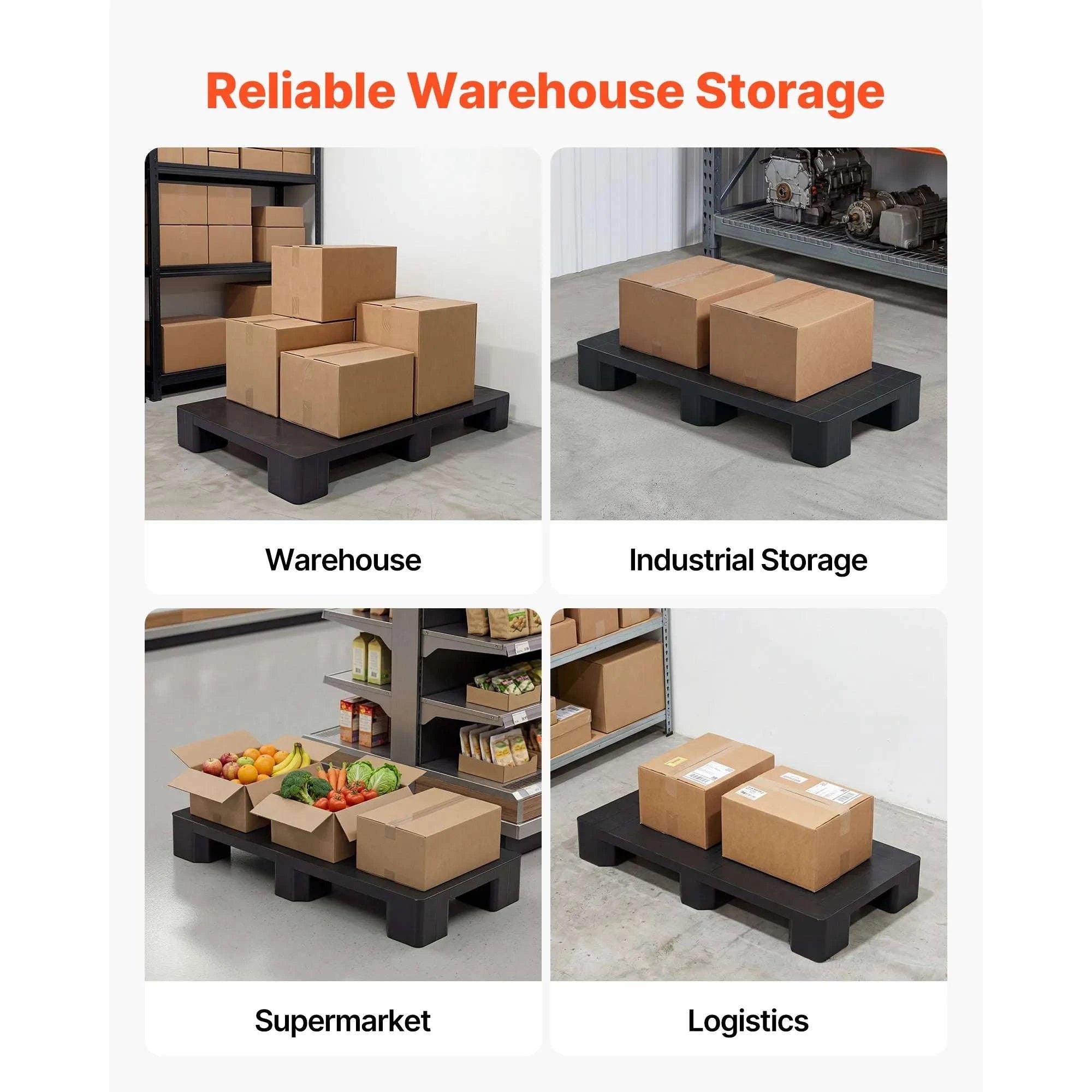 Heavy Duty Plastic Pallet 2205 lbs Waterproof Storage Base-1pc / United States