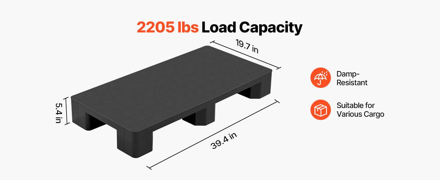 Heavy Duty Plastic Pallet 2205 lbs Waterproof Storage Base-1pc / United States