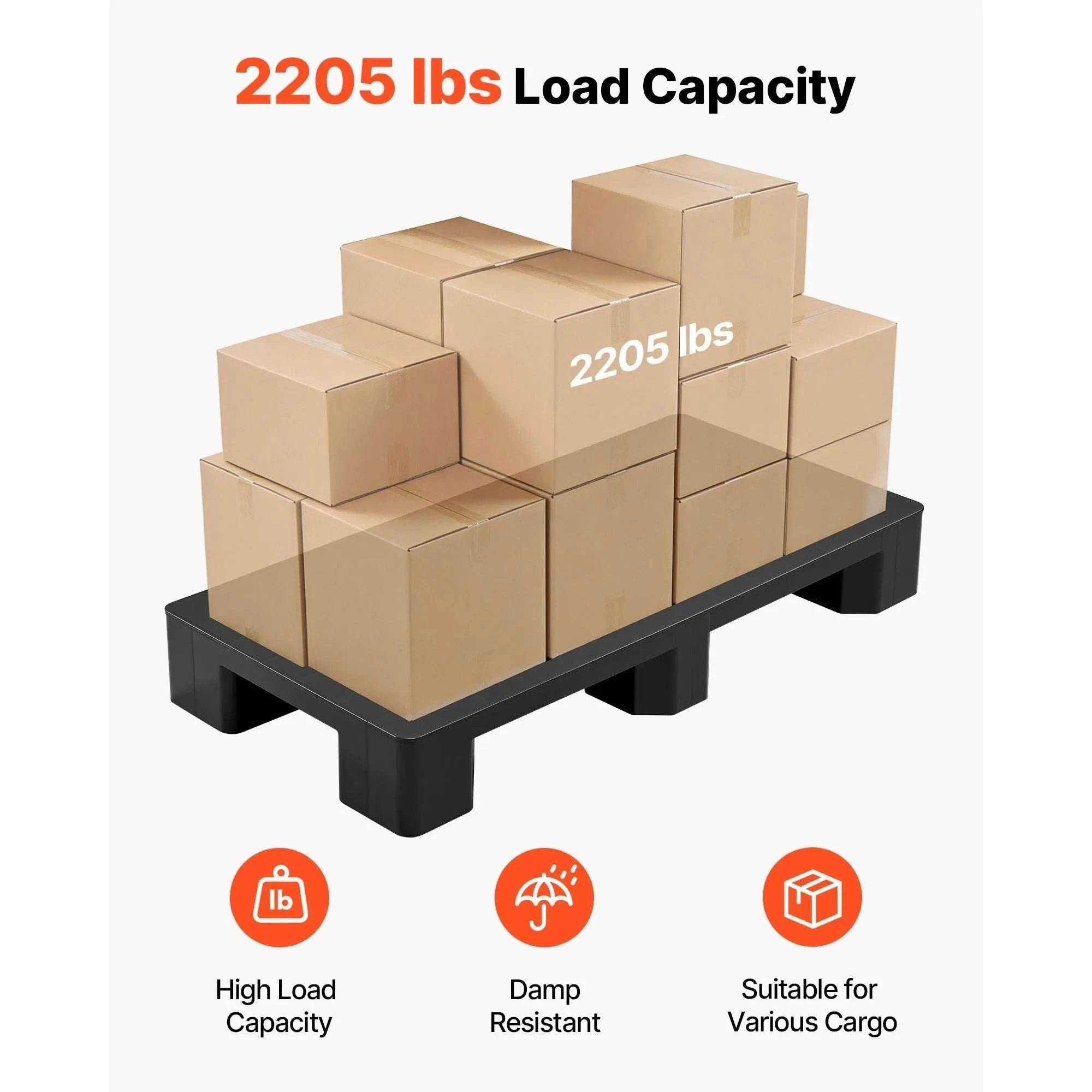 Heavy Duty Plastic Pallet 2205 lbs Waterproof Storage Base-1pc / United States