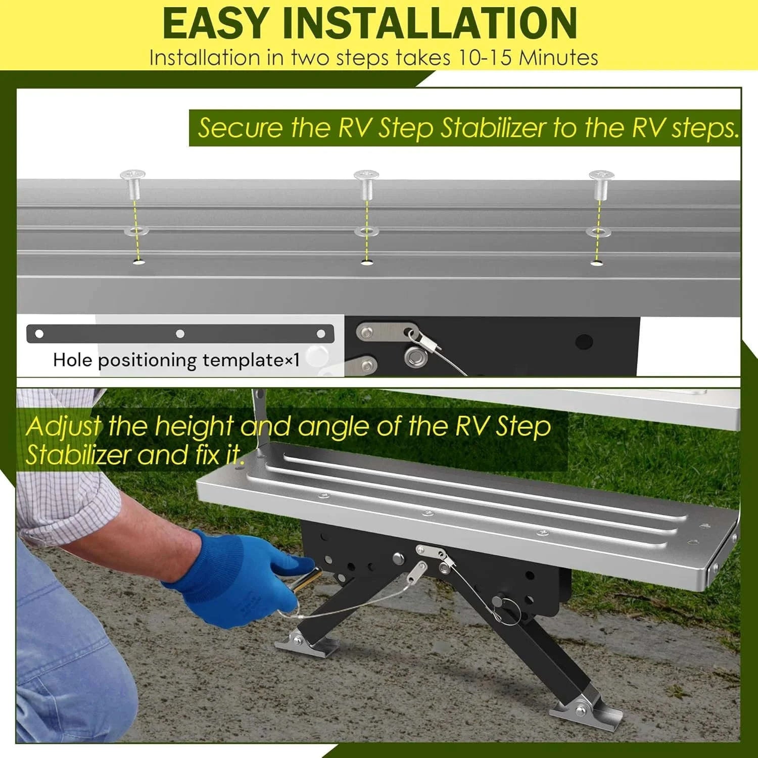 Heavy Duty RV Entry Step Stabilizer Foldable Ground Support Jacks-1pcs