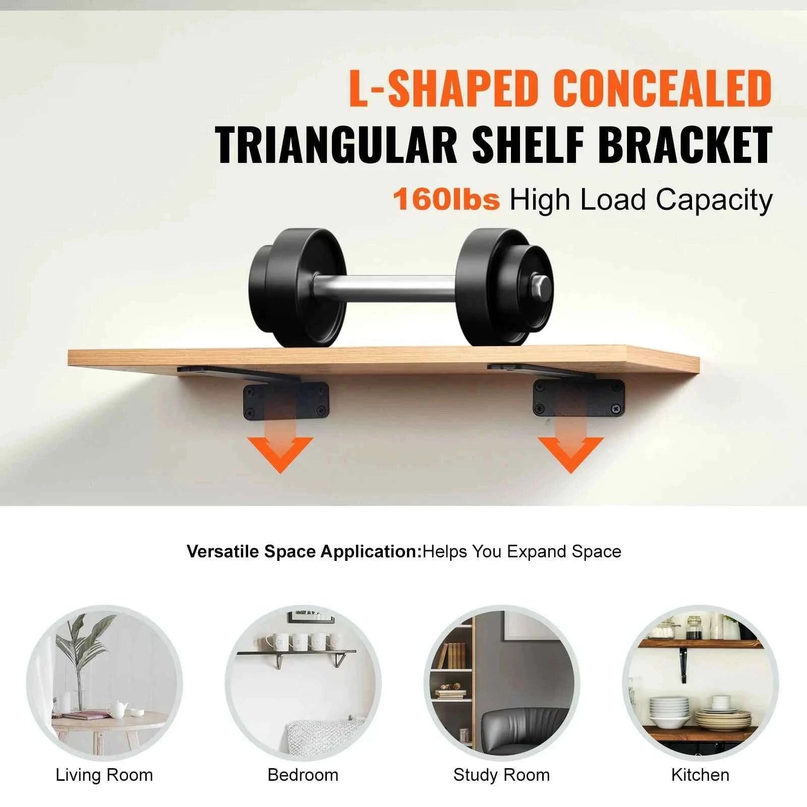 Heavy Duty Shelf Brackets Matte Black Steel-12x1.6x1.6in 6pcs / United States