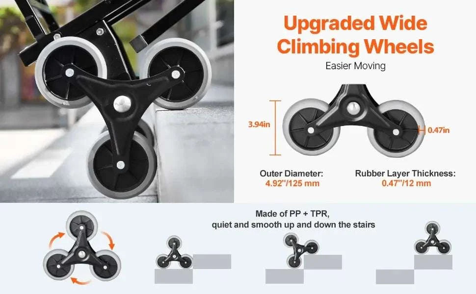 Heavy Duty Stair Climbing Cart with 6 Wheels – 460 lb Dolly-United States