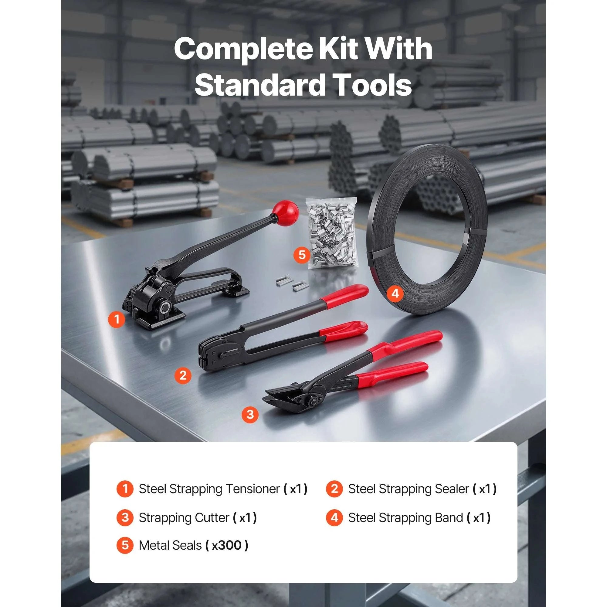 Heavy-Duty Steel Banding Strapping Kit with 600ft Strap & Seals-600ft Straps / United States