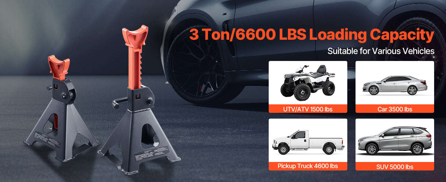 Heavy Duty Steel Jack Stands 3 Ton / 6 Ton with Locking-6 Ton / United States