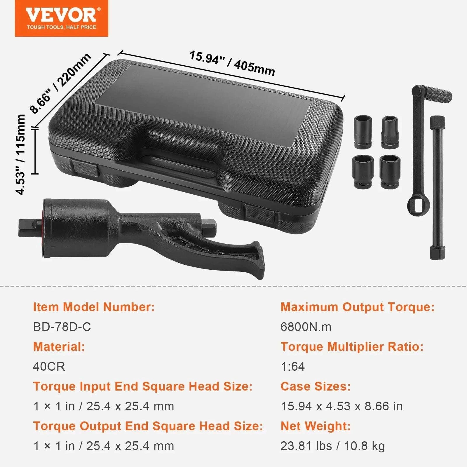 Heavy Duty Torque Multiplier Wrench Set with Sockets & Case-1 to 64 4PCs / france