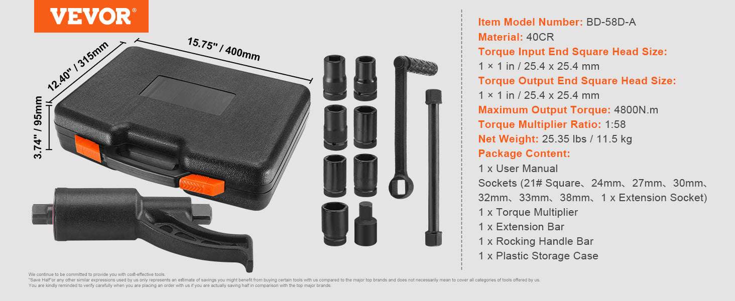 Heavy Duty Torque Multiplier Wrench Set with Sockets & Case-1 to 64 4PCs / france