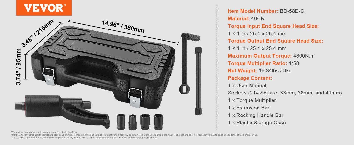 Heavy Duty Torque Multiplier Wrench Set with Sockets & Case-1 to 64 4PCs / france