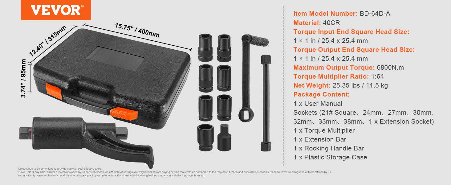 Heavy Duty Torque Multiplier Wrench Set with Sockets & Case-1 to 64 4PCs / france