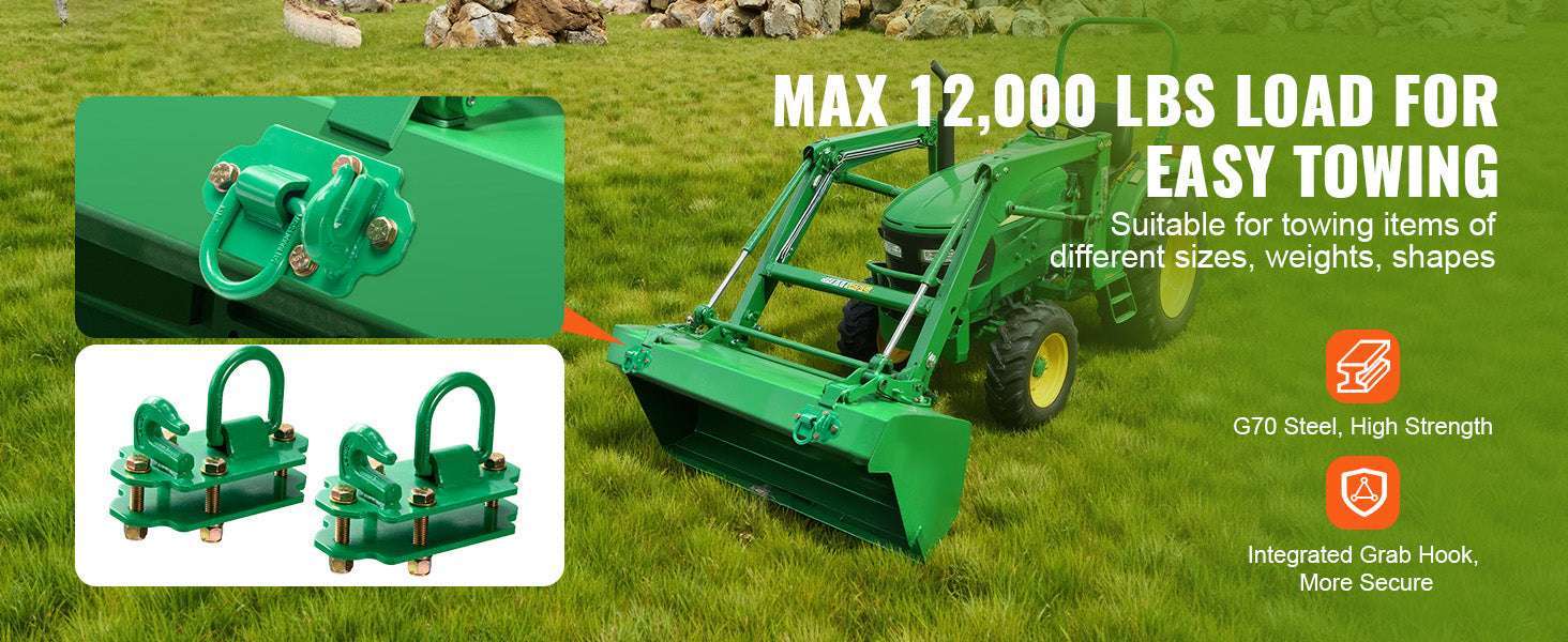 Heavy-Duty Tractor Bucket Hooks 2 Pack 12000–15000 lbs Capacity-8 x 4.25 in 12000lbs / United States