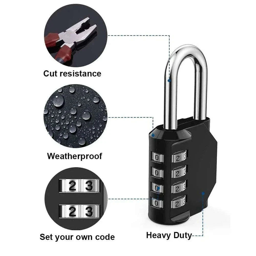 Heavy-Duty Waterproof 4-Digit Resettable Combination Lock-Silver
