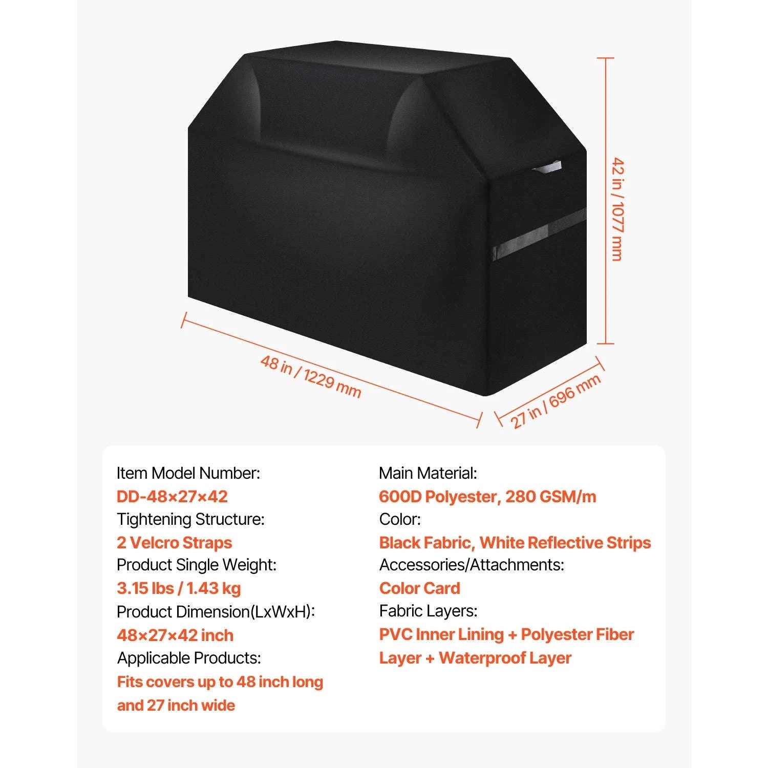 Heavy Duty Waterproof Grill Cover-60inch / United States