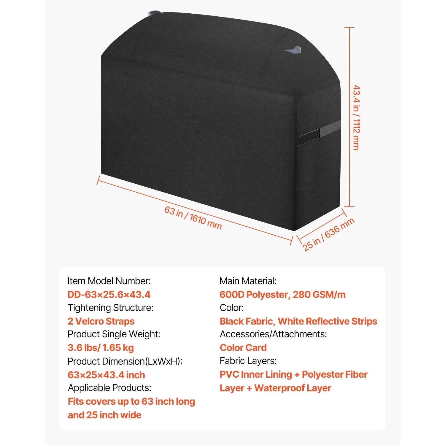 Heavy Duty Waterproof Grill Cover-60inch / United States