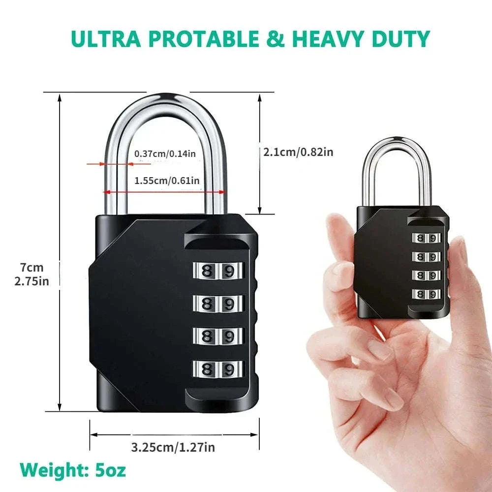 Heavy-Duty Waterproof Resettable 4-Digit Combination Lock-Silver