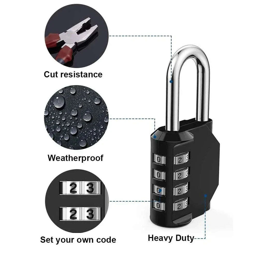 Heavy-Duty Waterproof Resettable 4-Digit Combination Lock-Silver