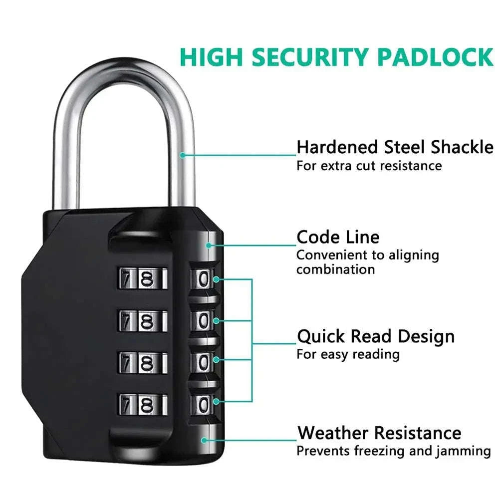 Heavy-Duty Waterproof Resettable 4-Digit Combination Lock-Silver
