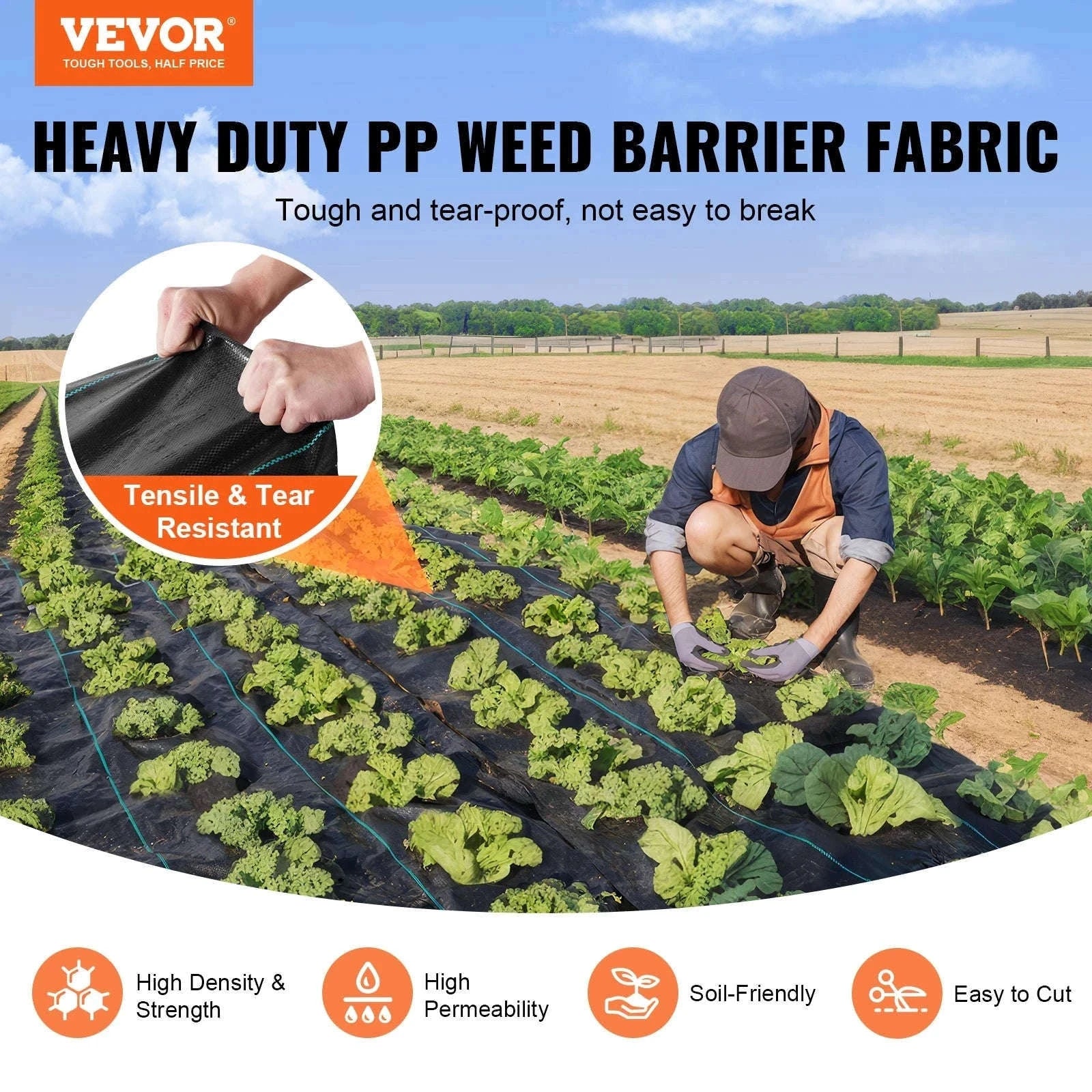 Heavy Duty Weed Barrier Fabric 3x50FT Woven Landscape Cloth-3x50ft / United States