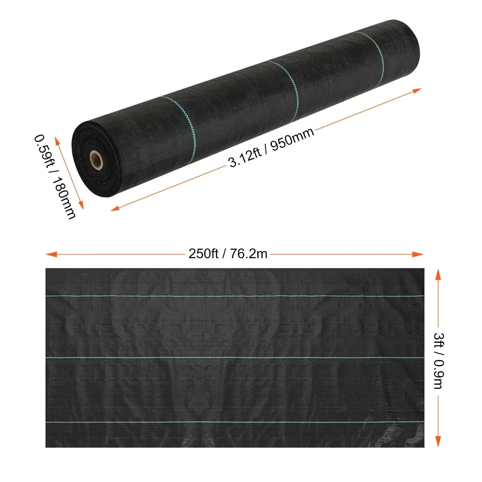 Heavy Duty Weed Barrier Fabric 6x300 ft Woven Garden Control Mat-3x250ft 5.0Oz / L / United States