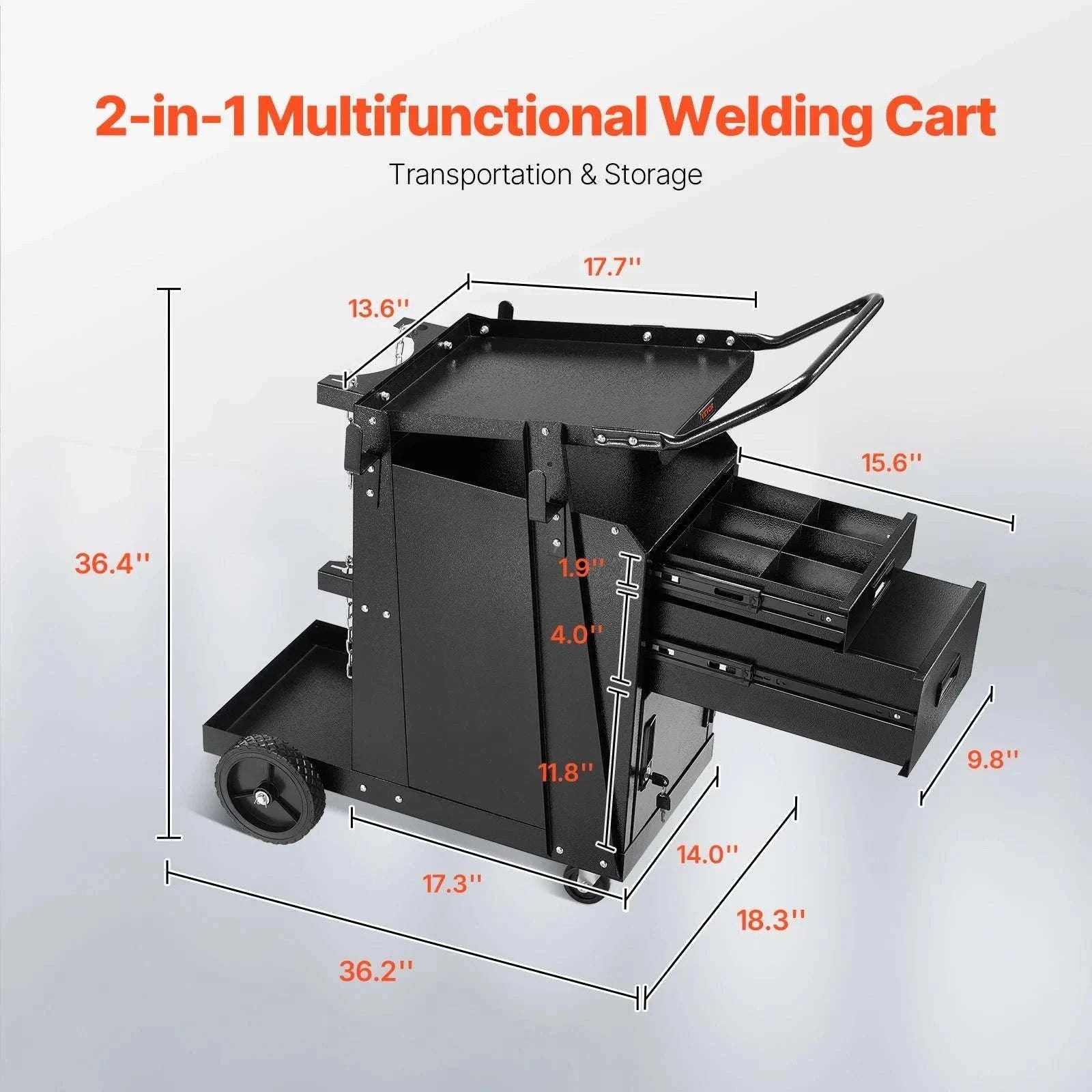 Heavy Duty Welding Cart with Drawers, Lockable Cabinet & Swivel Wheels-WT-178 / CZECH REPUBLIC