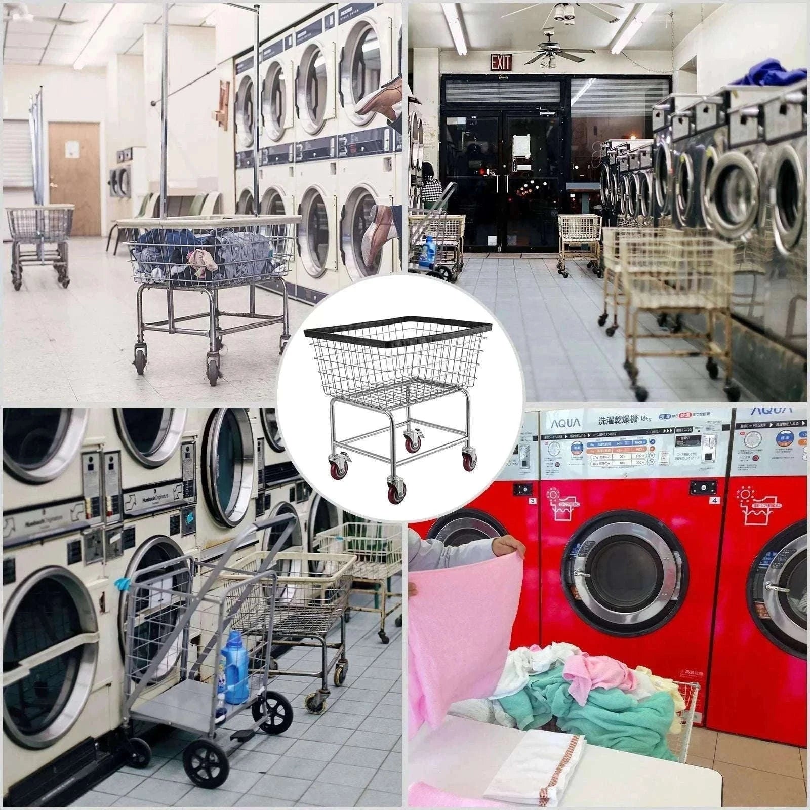 Heavy Duty Wire Laundry Cart with Wheels 2.8 Bushel Capacity-88L / United States