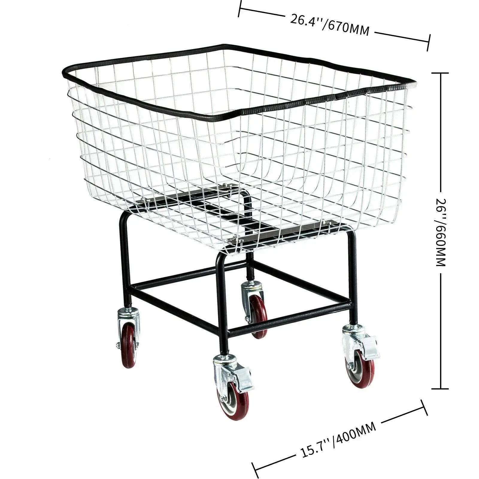 Heavy Duty Wire Laundry Cart with Wheels 2.8 Bushel Capacity-88L / United States