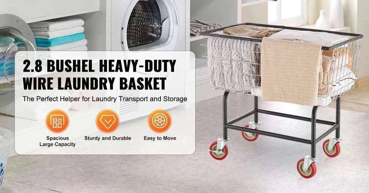 Heavy Duty Wire Laundry Cart with Wheels 2.8 Bushel Capacity-88L / United States