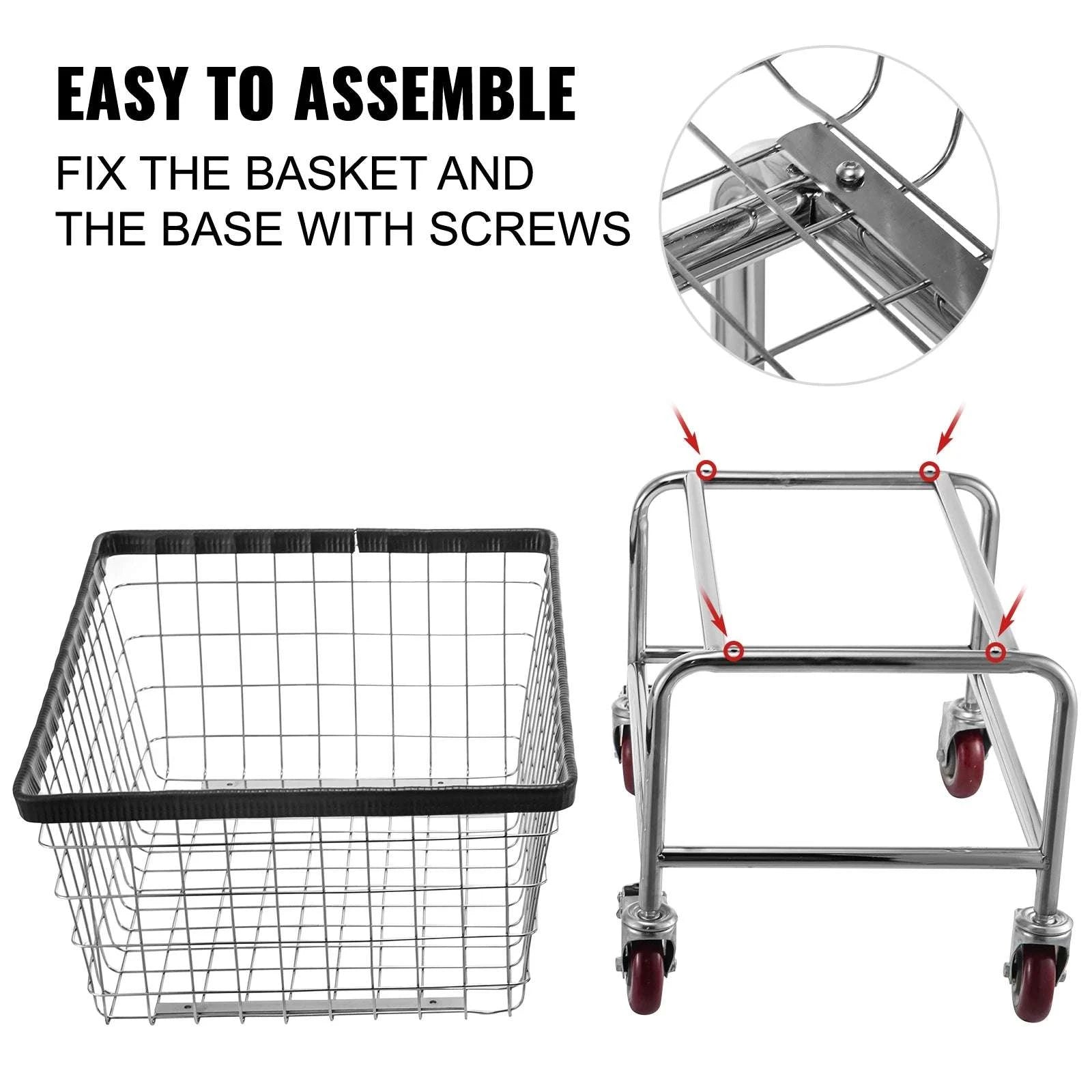 Heavy Duty Wire Laundry Cart with Wheels 2.8 Bushel Capacity-88L / United States