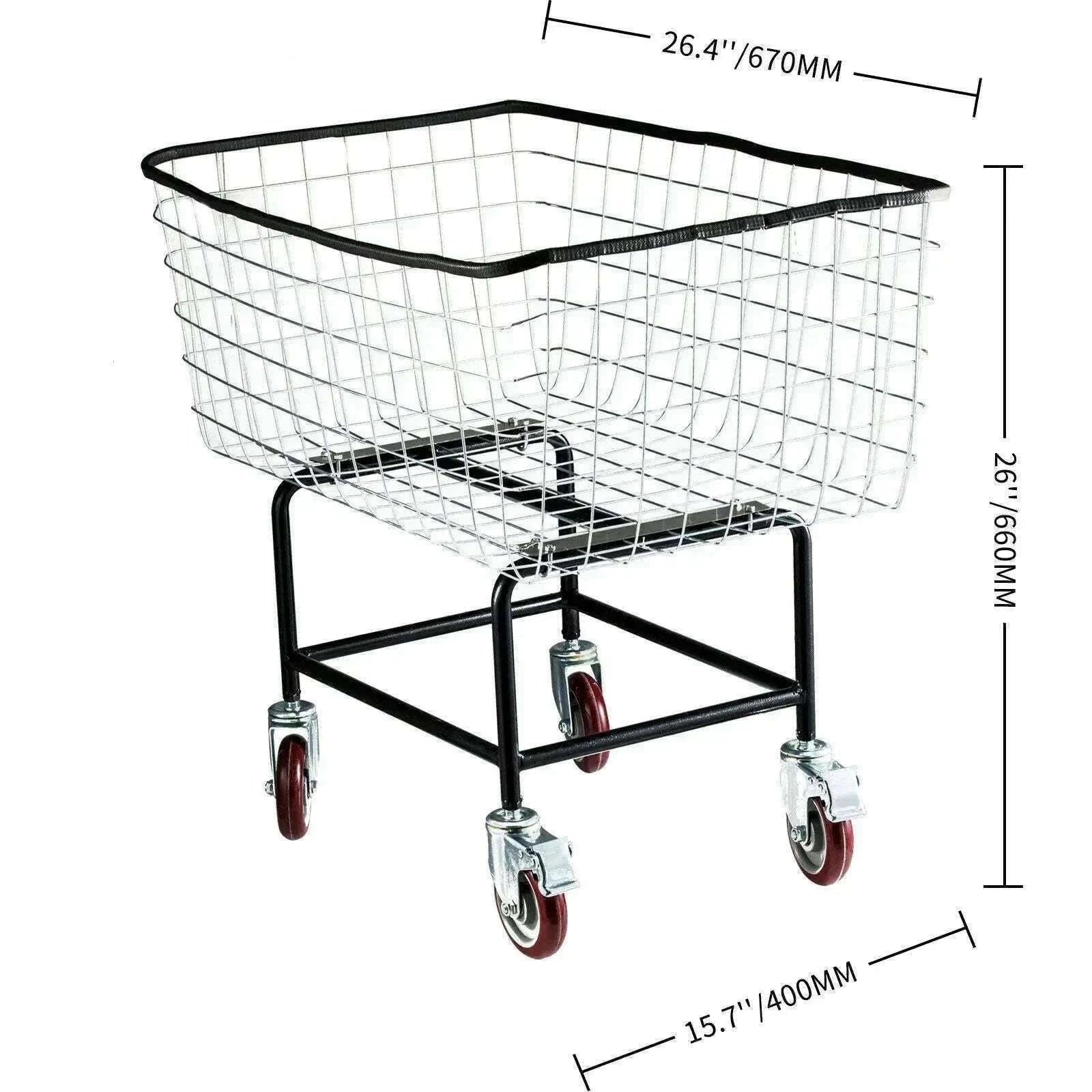 Heavy Duty Wire Laundry Cart with Wheels 2.8 Bushel Capacity-88L / United States