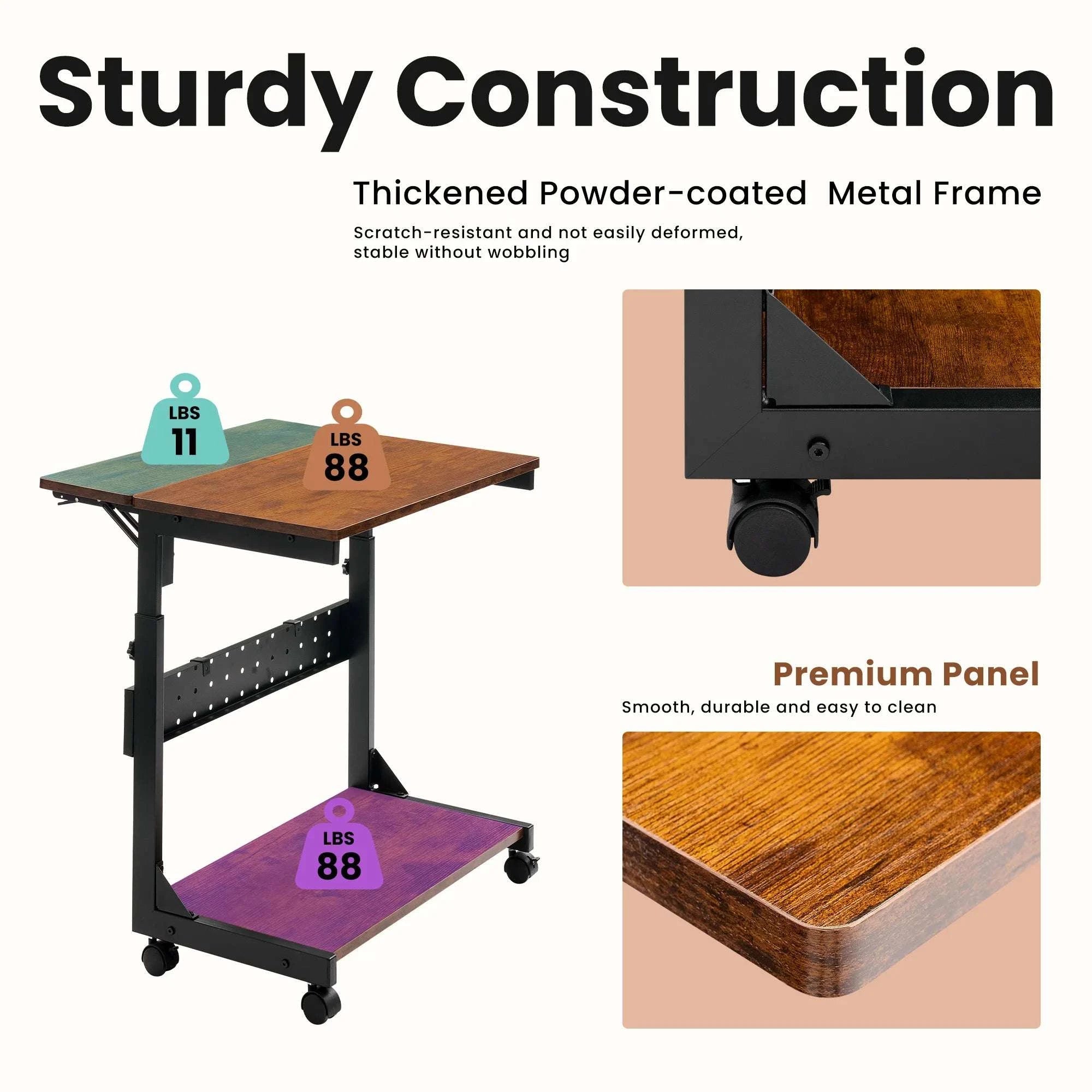 Height Adjustable 2-Tier Sofa Desk 25in PC Stand for Home Use-black / United States