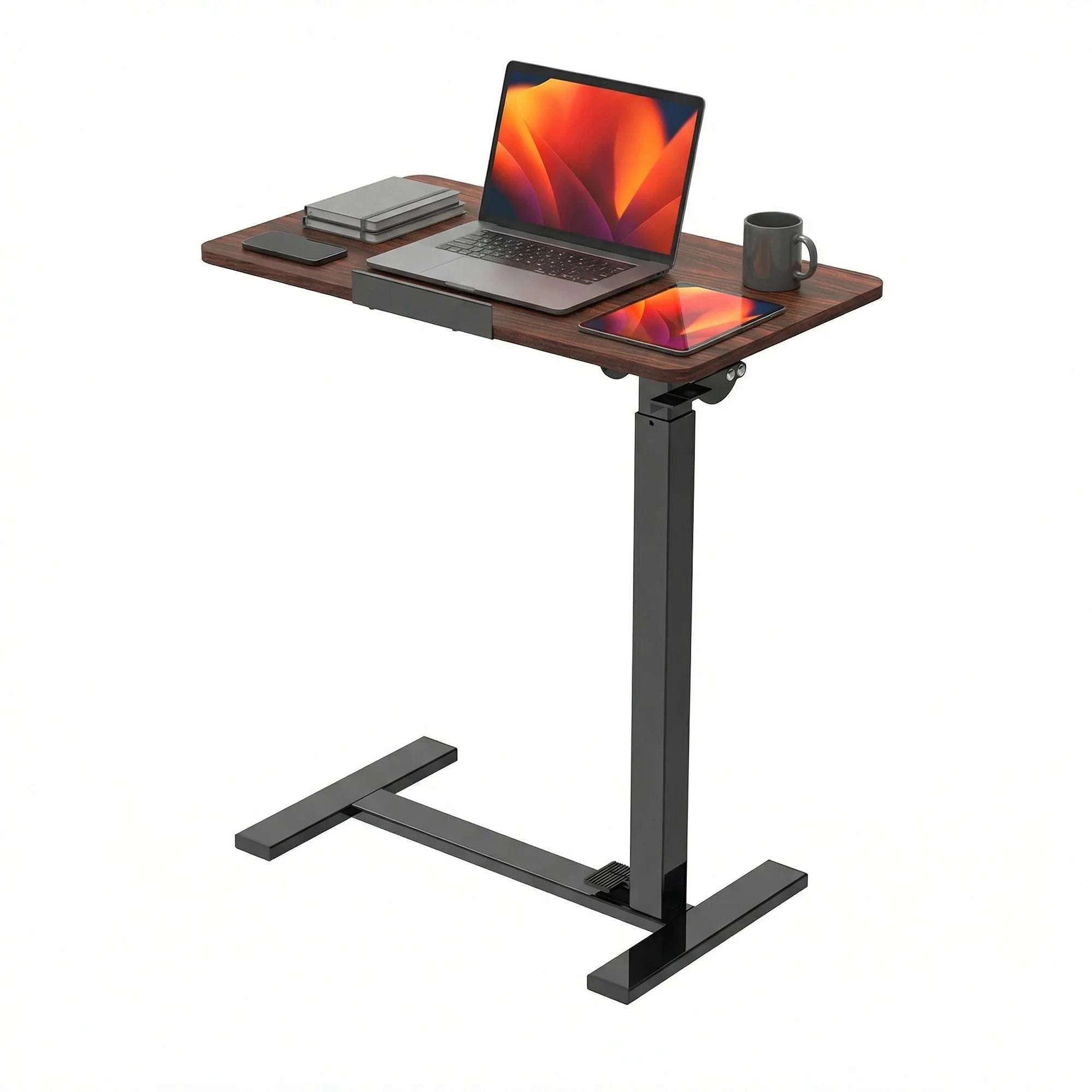 Height Adjustable Mobile Standing Desk with Pneumatic Lift Cart-black / United States