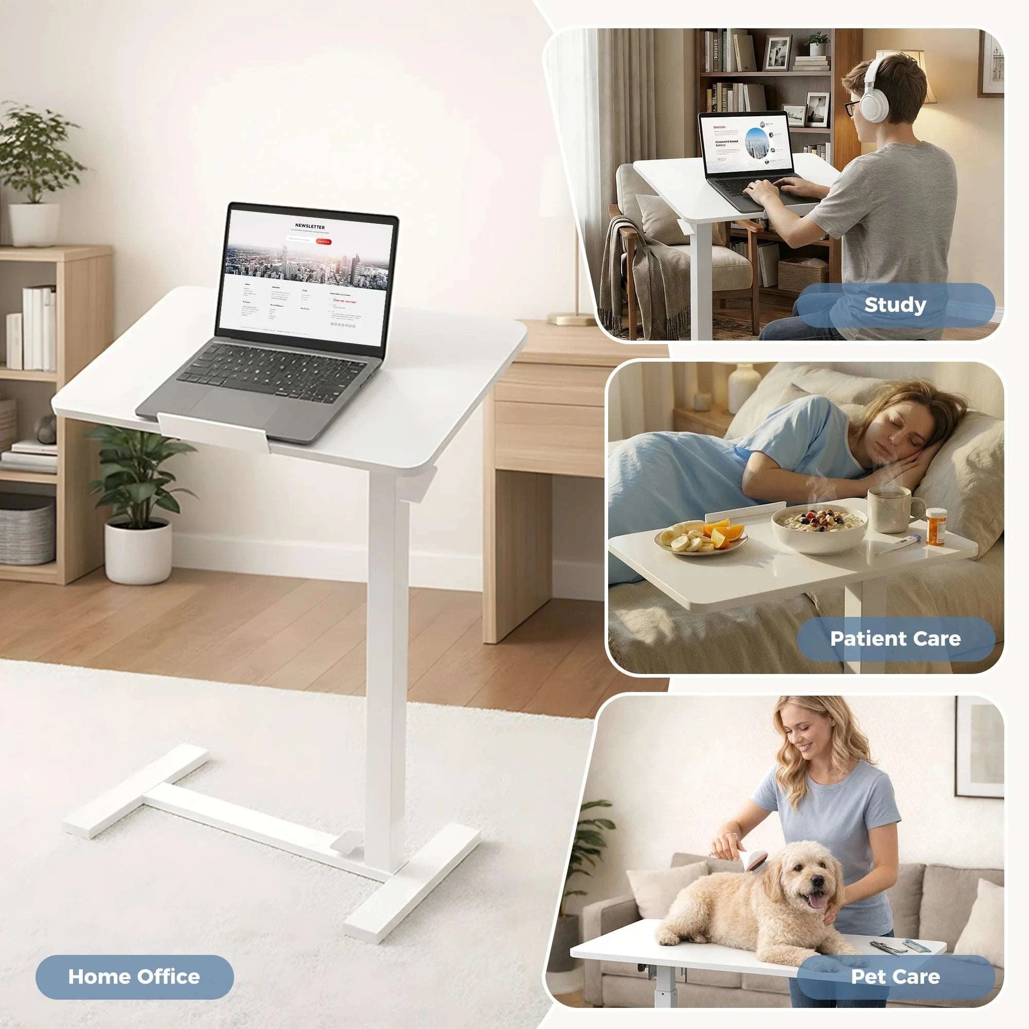 Height Adjustable Mobile Standing Desk with Pneumatic Lift Cart-black / United States