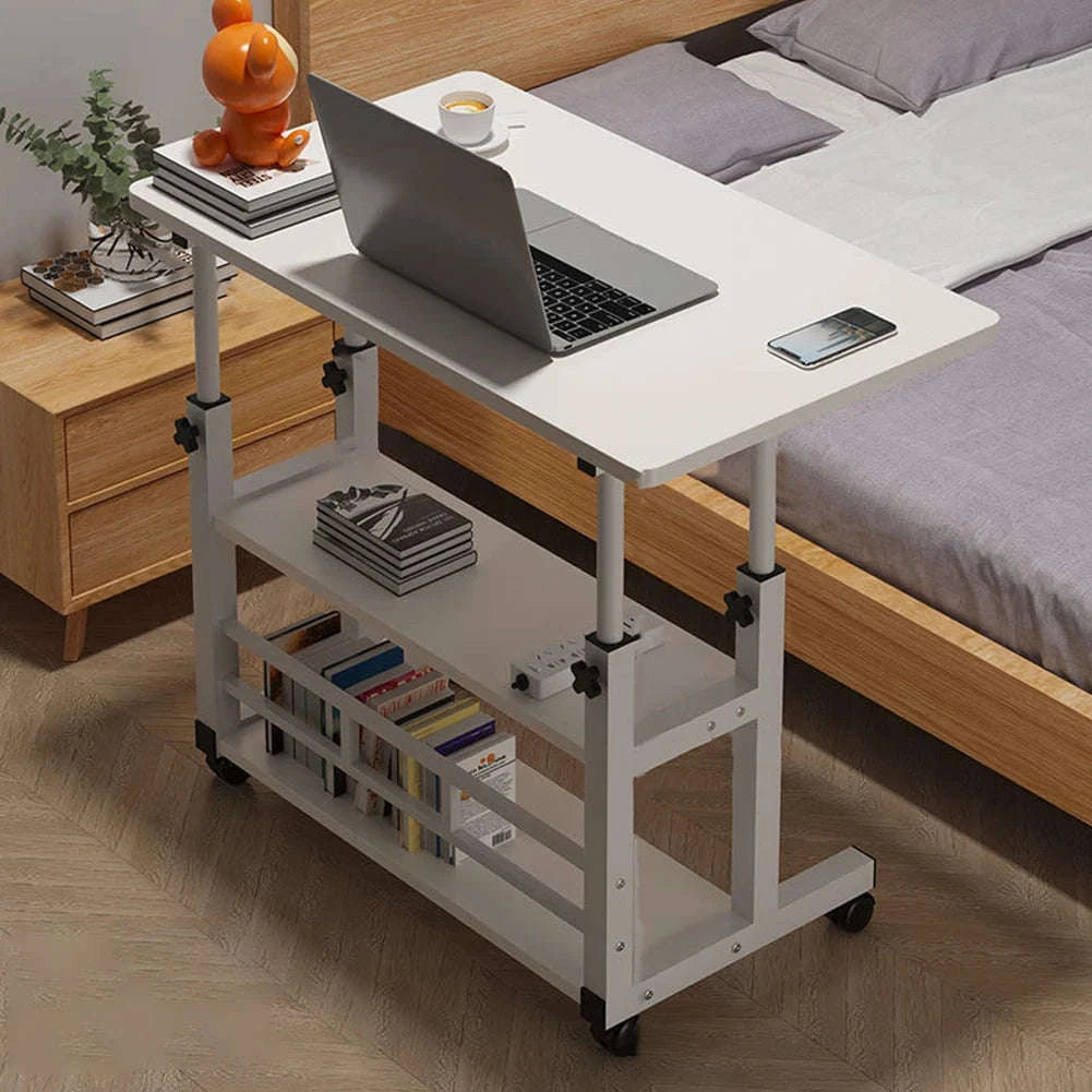 Height Adjustable Wooden Bedside Desk for Home Office-white / United States