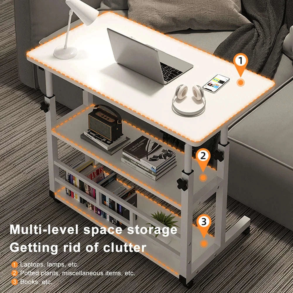 Height Adjustable Wooden Bedside Desk for Home Office-white / United States