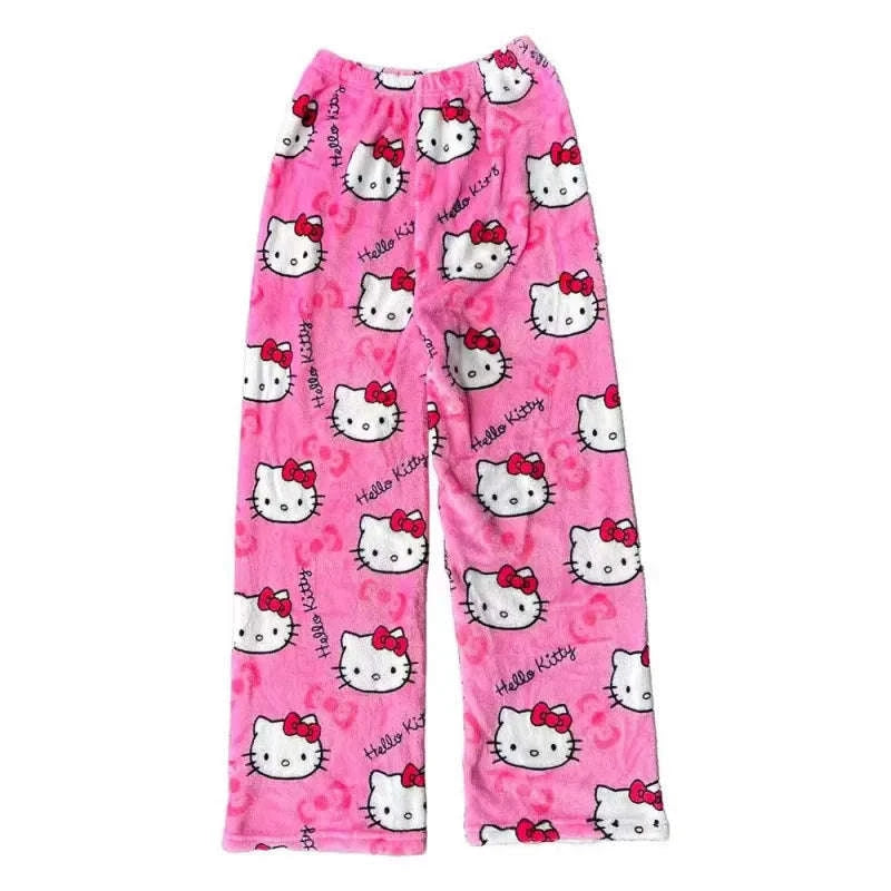 Hello Kitty Flannel Pajama Pants Women Soft Stretch Sleep Bottoms-1pc / S / United States