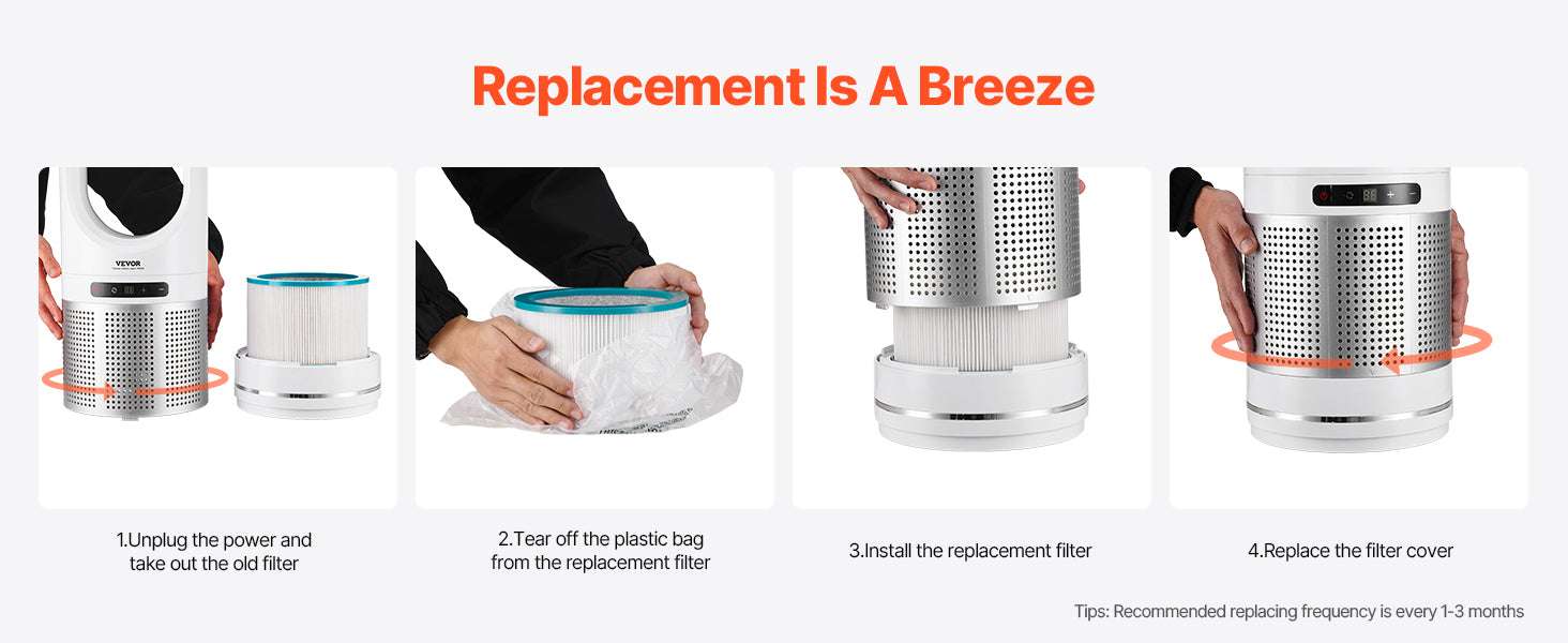 HEPA Replacement Filter for Tower Fan with Activated Carbon Layer-7.4in / United States