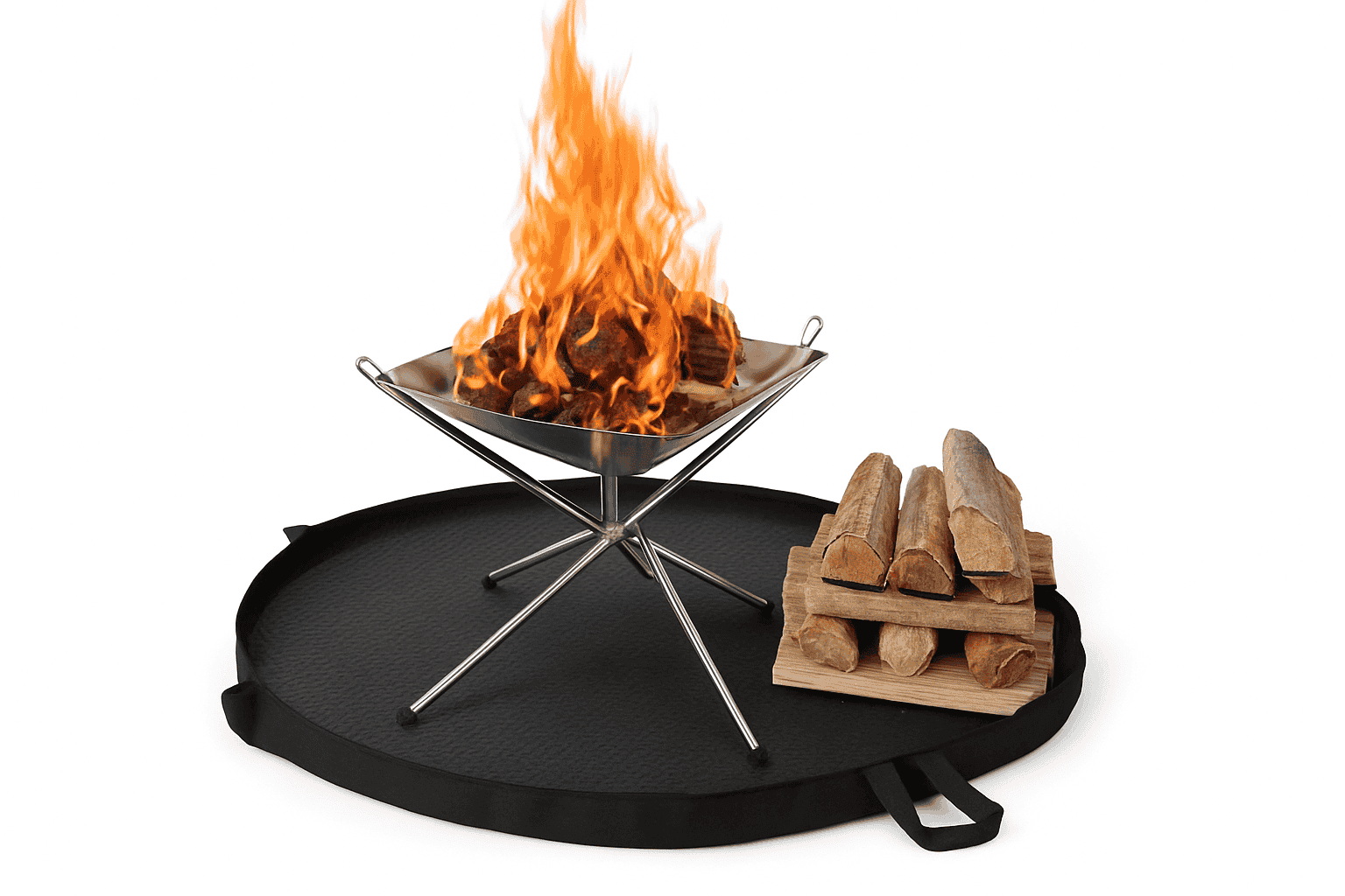 Hexagonal Fire Pit Mat for BBQ and Picnic Heat Protection-Black-L