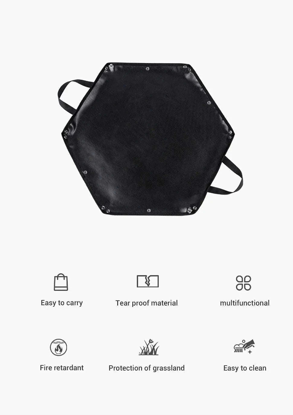 Hexagonal Fire Pit Mat for BBQ and Picnic Heat Protection-Black-L