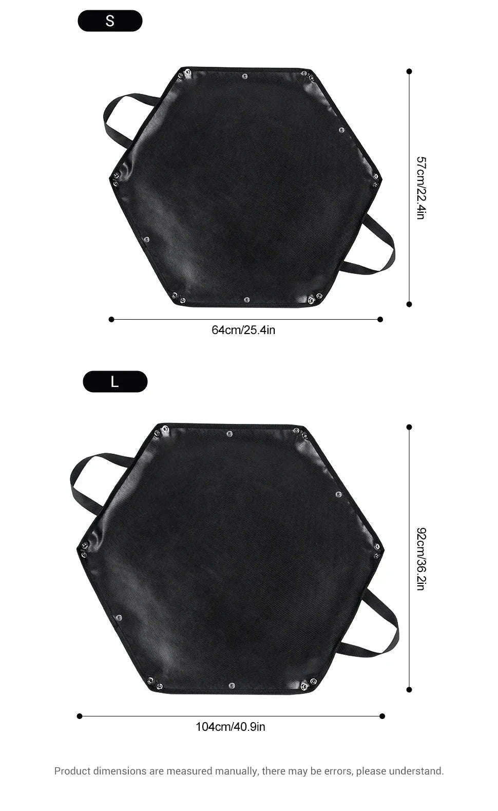 Hexagonal Fire Pit Mat for BBQ and Picnic Heat Protection-Black-L