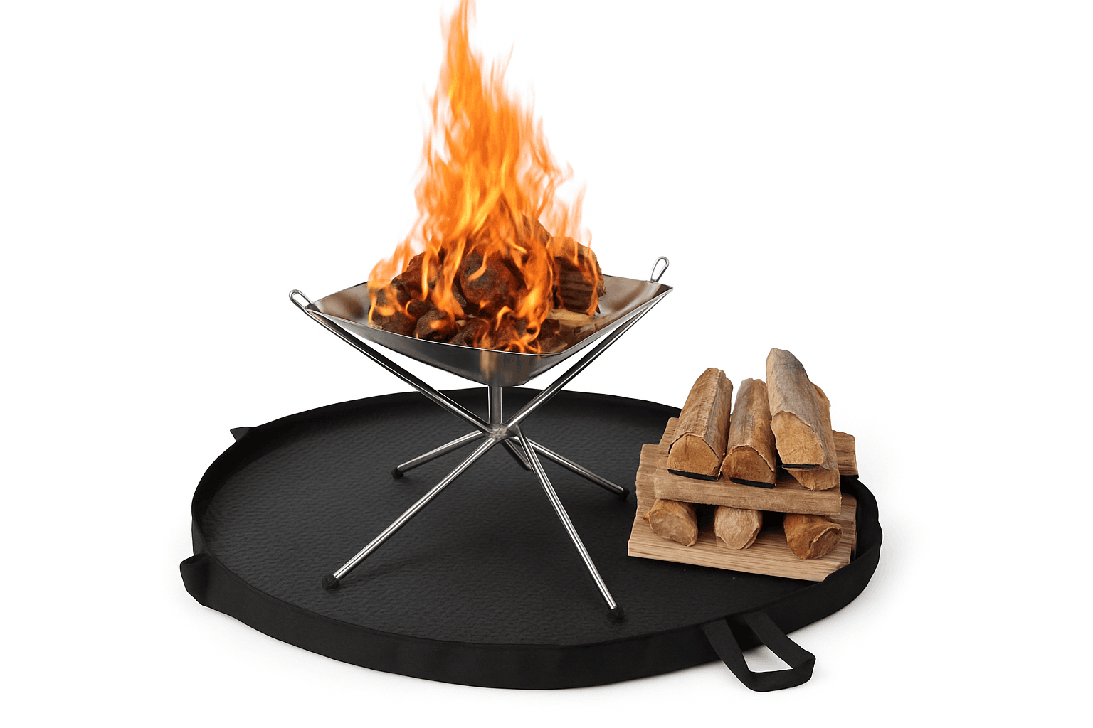 Hexagonal Fire Pit Mat for BBQ and Picnic Heat Protection-Black-L