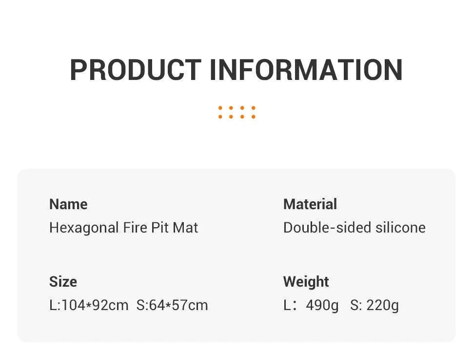 Hexagonal Fire Pit Mat for BBQ and Picnic Heat Protection-Black-L