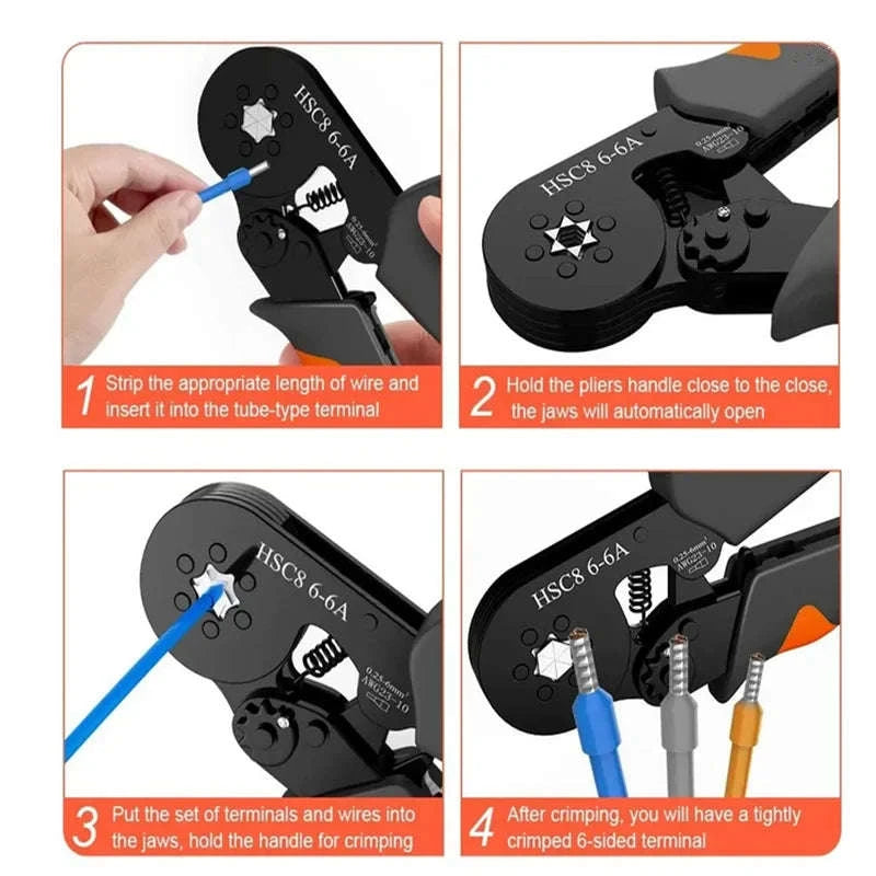 Hexagonal Ratchet Ferrule Crimping Tool Kit-HSC8 6-6A 800PCs