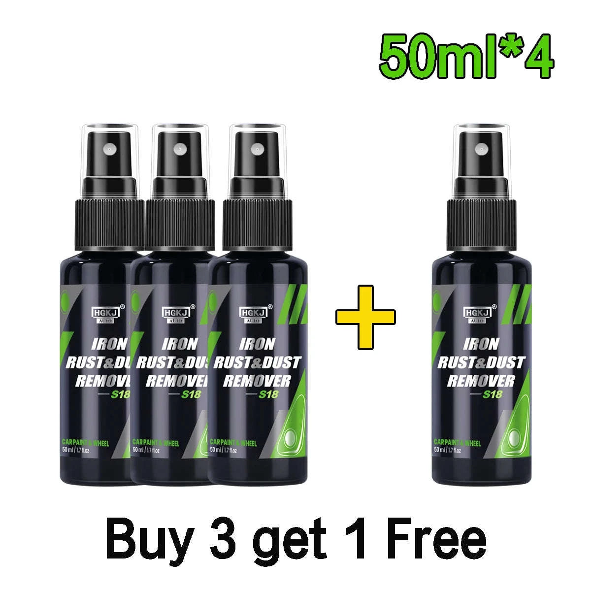 HGKJ Car Rust Dust Remover Spray for Wheels & Paint-50MLx4pcs
