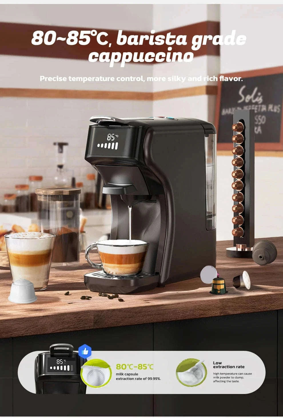 HiBREW 6-in-1 Capsule Coffee Machine for Hot & Cold Espresso-H1B M3A WH Tray / Saudi Arabia / UK