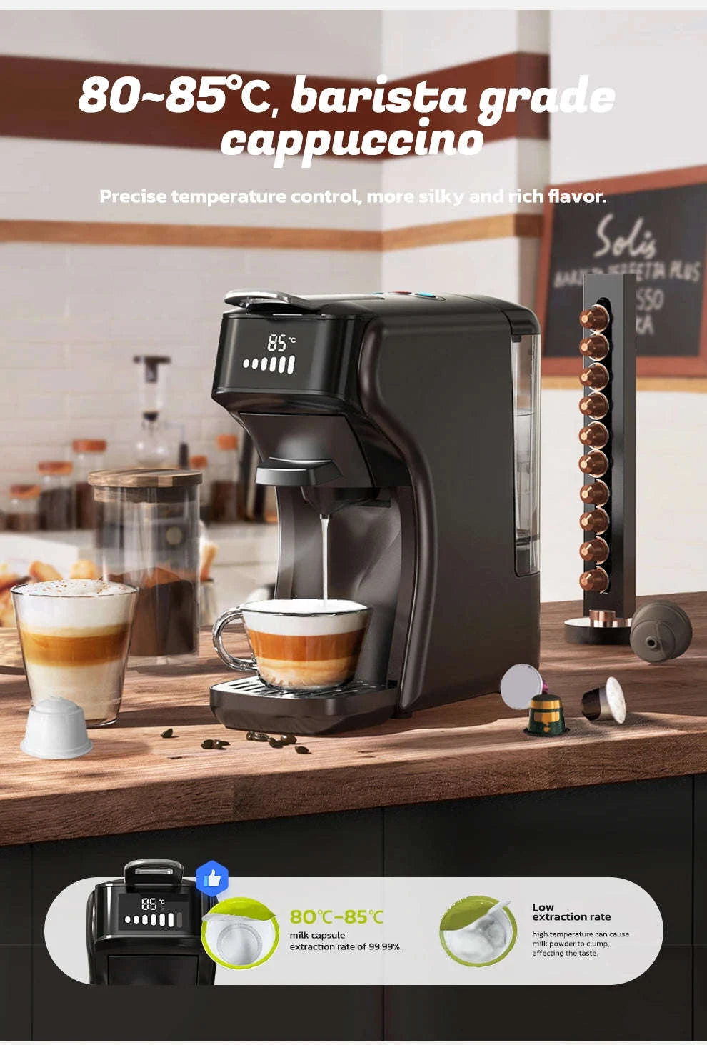 HiBREW 6‑in‑1 Capsule Coffee Machine for Hot & Cold Espresso-H1B M3A WH Tray / Saudi Arabia / UK