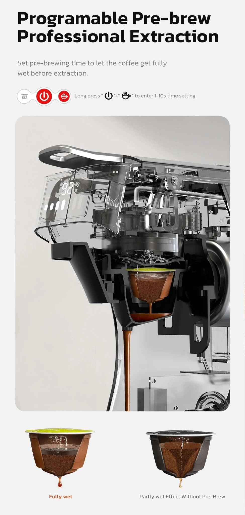 HiBREW 6‑in‑1 Capsule Coffee Machine for Hot & Cold Espresso-H1B M3A WH Tray / Saudi Arabia / UK