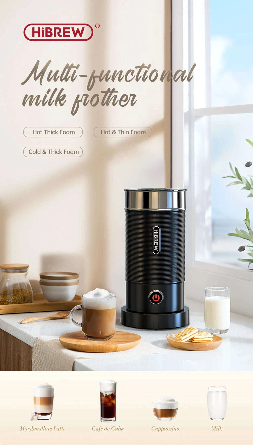 HiBREW Automatic Milk Frother and Warmer M1A-M1A WH / EU