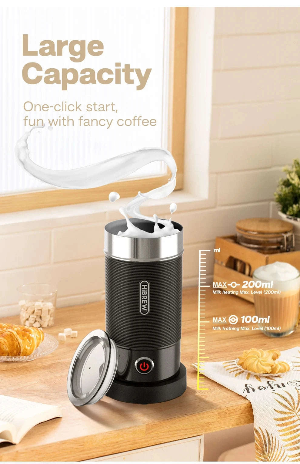 HiBREW Automatic Milk Frother and Warmer M1A-M1A WH / EU