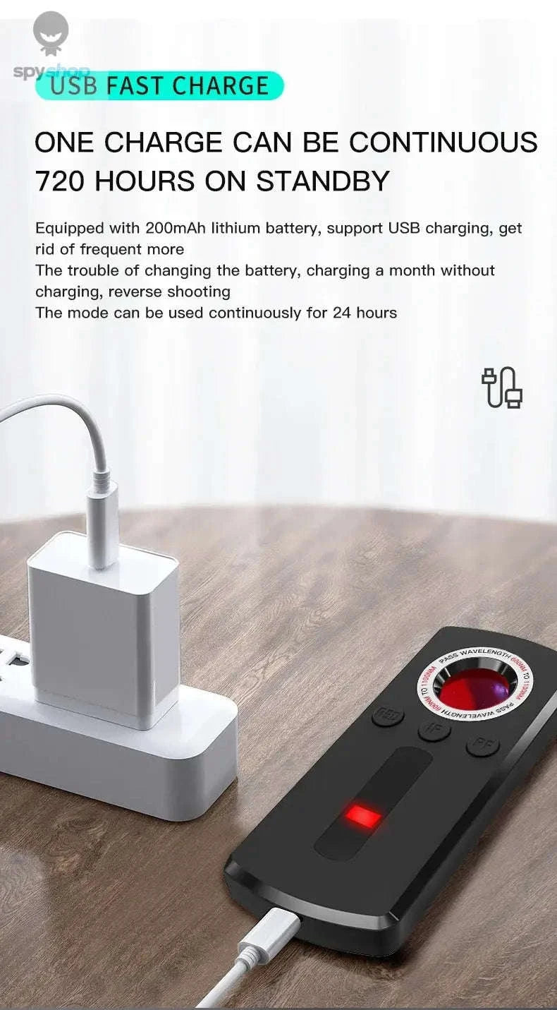 Hidden Camera Detector – Advanced RF Finder for Personal Privacy Protection-black