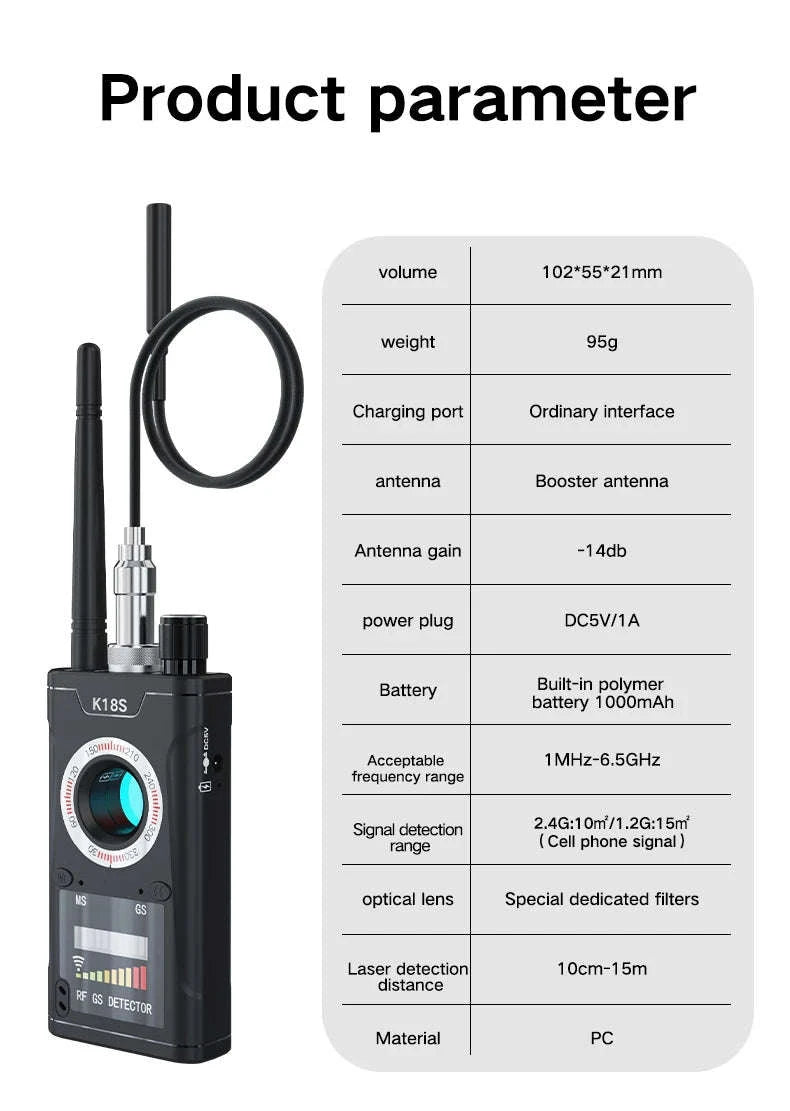 Hidden Camera Detector for Professional Privacy Protection-k18s camera detector